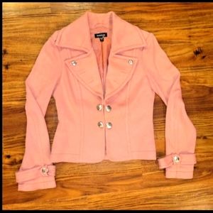 Bebe Cropped Button Military Blazer Jacket Pink/Mauve